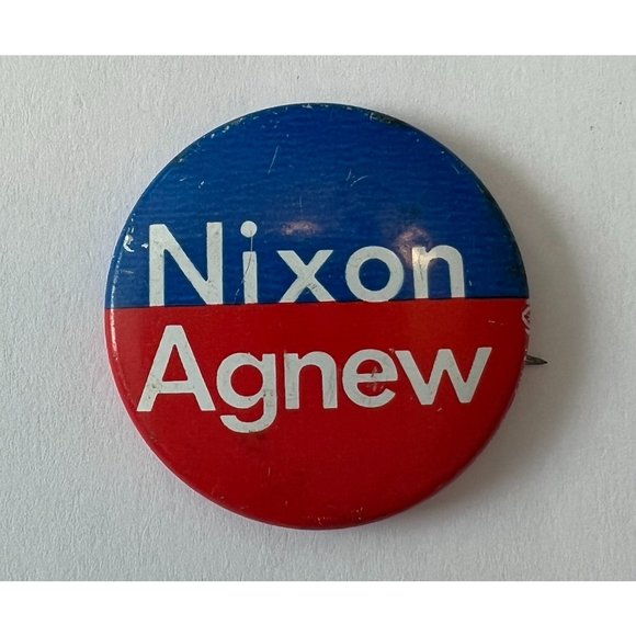 Vintage 1972 Nixon/Agnew Red, White, and Blue Presidential Campaign Pin/Button - Picture 1 of 3